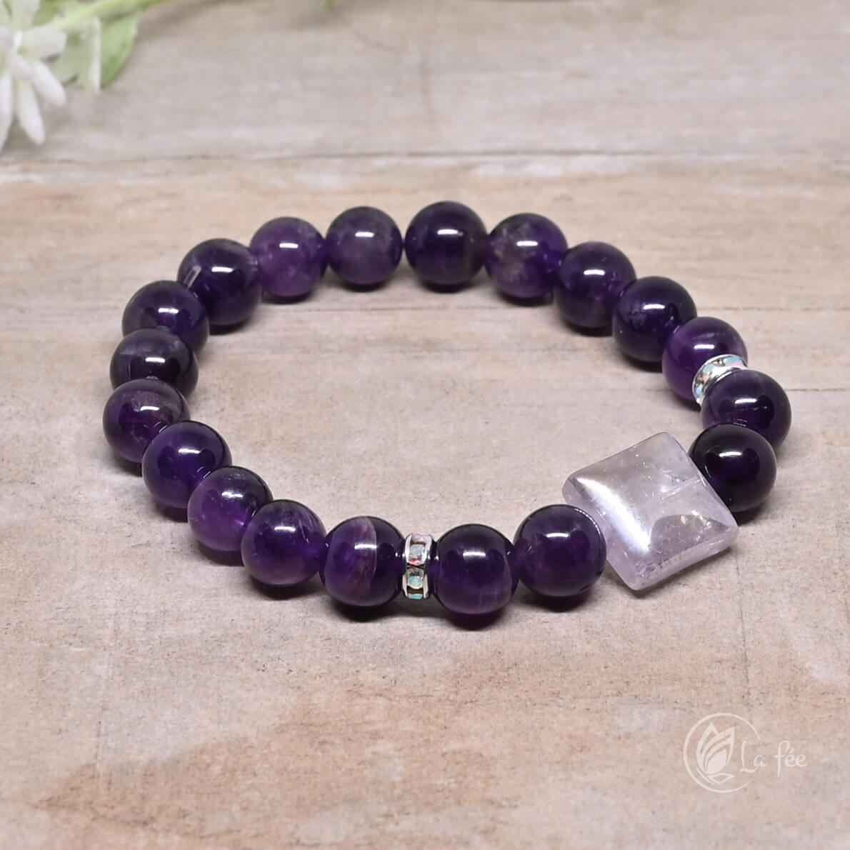 Lafee Ásvány karkötő ametiszt aura kvarc