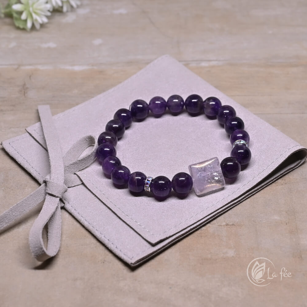 Lafee Ásvány karkötő ametiszt aura kvarc