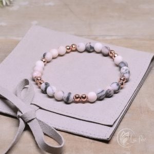 Lafee Ásvány karkötő zebra jáspis hematit lávakő