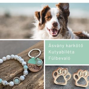 asvanykarkötő kutyabilétával ezüst színű áttört tappancs fülbevaló