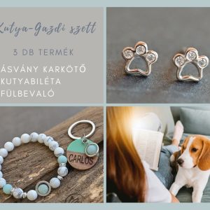 howlit amazonit ásványkarkötő, türkiz kutyabiléta, cirkonos ezüst fülbevaló